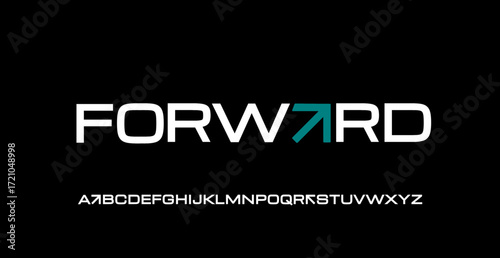 Modern Minimalist Font Technology and Science. Digital typography vector illustration design. Sci-fi, business, movie, magazine, fashion font