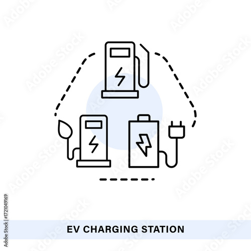 EV Charging Station Icon Electric Car Battery, Renewable Energy, and Sustainable Transport