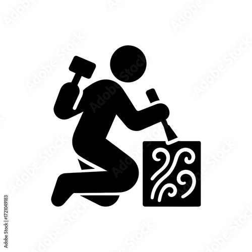 Carving Block Worker Icon
