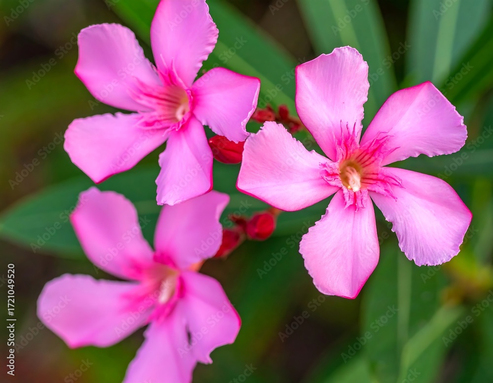 Fototapeta premium Close-up of three pink flowers