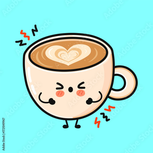 Coffee cup feeling anxious from too much caffeine