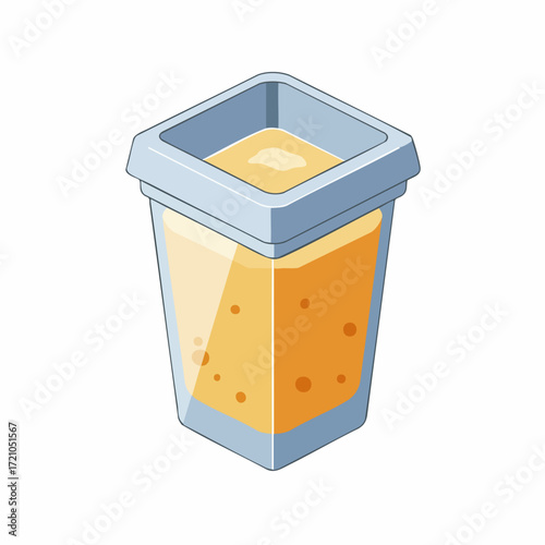 Isometric Flat Style Container with Custard Creamy Pudding Dessert Icon