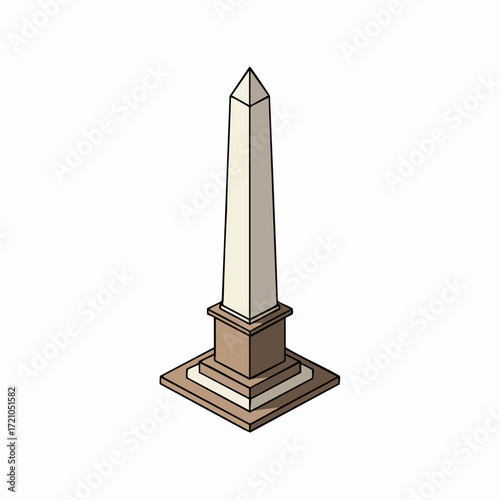 Isometric Style Monument Landmark Stone Memorial Structure Famous Building Illustration