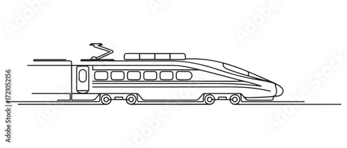 High-Speed Train One Line Illustration. Vector drawing capturing the essence of a modern train. one line Icon drawing with white background