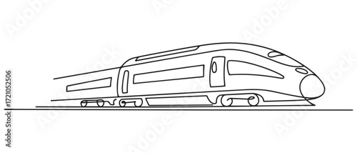 High-Speed Train One Line Illustration. Vector drawing capturing the essence of a modern train. one line Icon drawing with white background