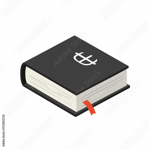 Isometric Hardcover Book with Bookmark for Studying and Religious Material