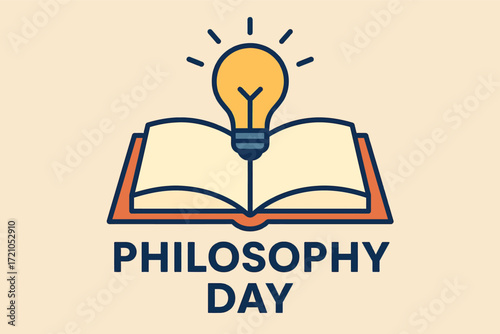 World Philosophy Day Flat Vector Illustration with Knowledge Symbol