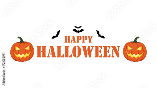 Spooky Halloween: Captivating Halloween illustration featuring jack-o'-lanterns and bats, perfect for spreading festive joy