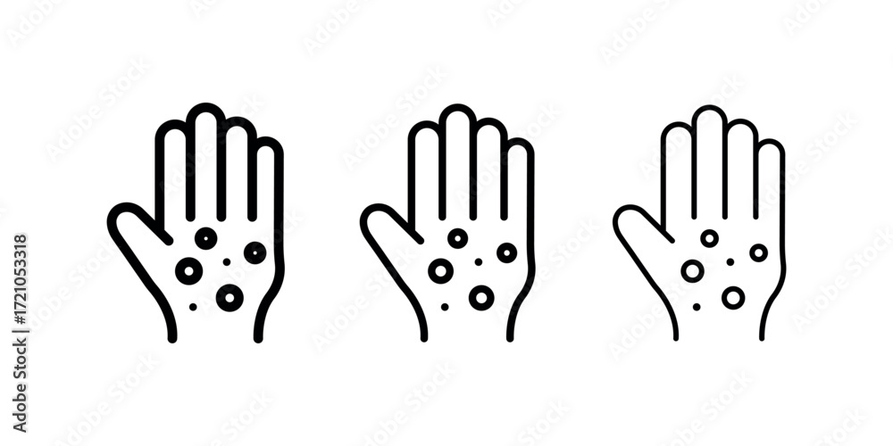 Fototapeta premium Rash hand icon set line art and glyph design.