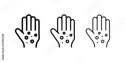 Rash hand icon set line art and glyph design.