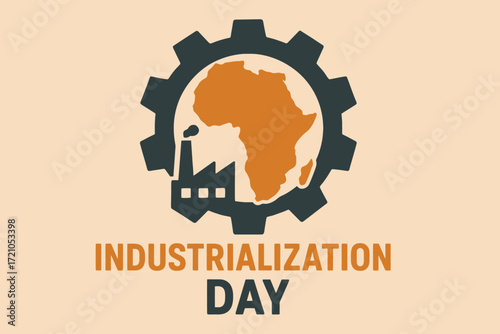 Africa Industrialization Day Flat Vector Illustration with Industry Symbol