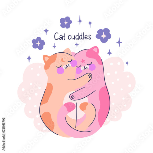 Composition which two cute cats sleeping