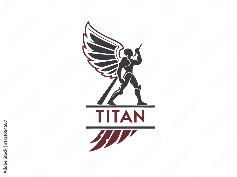 Fototapeta premium Powerful Spartan Warrior with Axe, Ready for Battle, for Titan Esports Logo