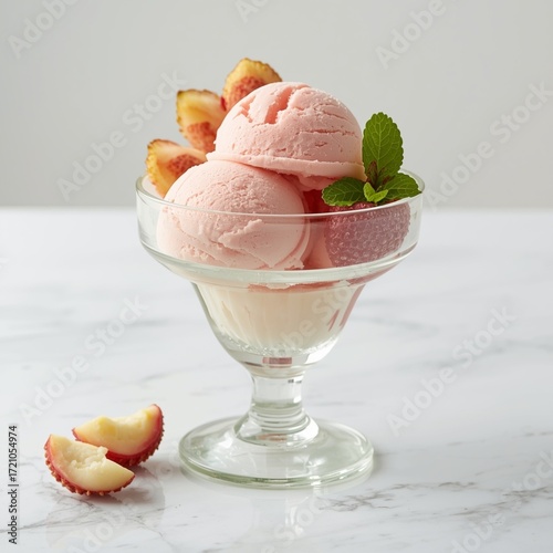 Artisan Lychee Frozen Dessert Macro Close-Up