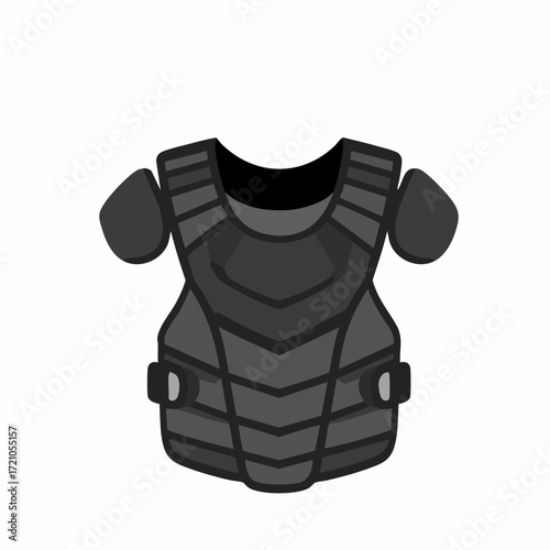 Simple Flat Design Baseball Catcher Protective Gear Body Armor Illustration