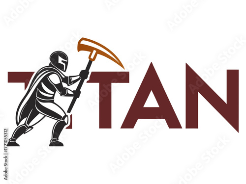 Powerful Spartan Warrior with Axe, Ready for Battle, for Titan Esports Logo