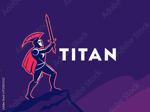 Powerful Spartan Warrior with Axe, Ready for Battle, for Titan Esports Logo