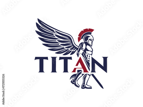 Powerful Spartan Warrior with Axe, Ready for Battle, for Titan Esports Logo