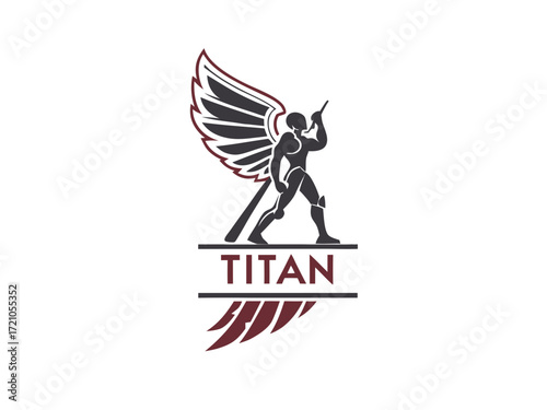 Powerful Spartan Warrior with Axe, Ready for Battle, for Titan Esports Logo