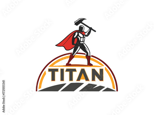 Powerful Spartan Warrior with Axe, Ready for Battle, for Titan Esports Logo