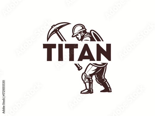 Powerful Spartan Warrior with Axe, Ready for Battle, for Titan Esports Logo