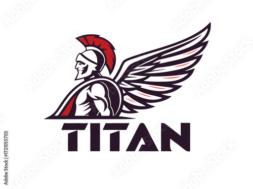 Powerful Spartan Warrior with Axe, Ready for Battle, for Titan Esports Logo