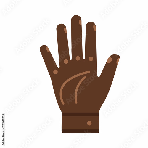 Flat Style Brown Skin Hand Showing Five Fingers Body Part Illustration