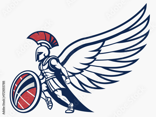 Powerful Spartan Warrior with Axe, Ready for Battle, for Titan Esports Logo