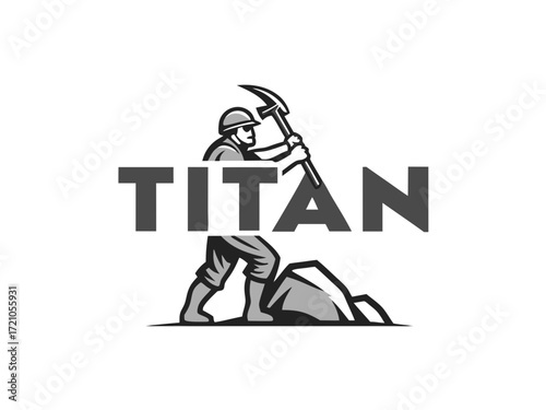 Powerful Spartan Warrior with Axe, Ready for Battle, for Titan Esports Logo