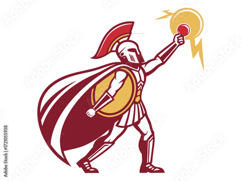 Powerful Spartan Warrior with Axe, Ready for Battle, for Titan Esports Logo