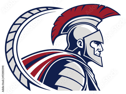 Powerful Spartan Warrior with Axe, Ready for Battle, for Titan Esports Logo