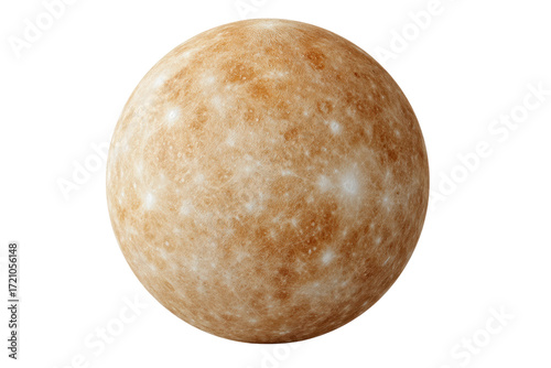 Detailed view of mercury's rocky surface with craters and texture, cut out