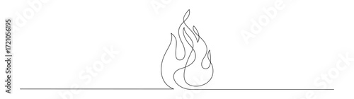 One line drawing of a fire flame