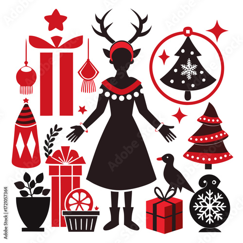 Cadeau de Noël amusant et joyeux pour une illustration de célébration de vacances d'hiver avec un design de Père Noël