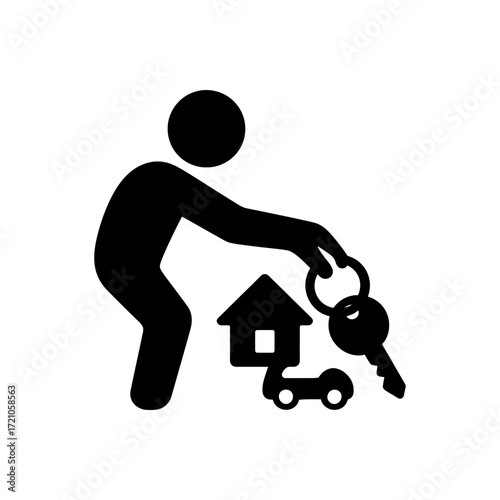 Man with home and car icon