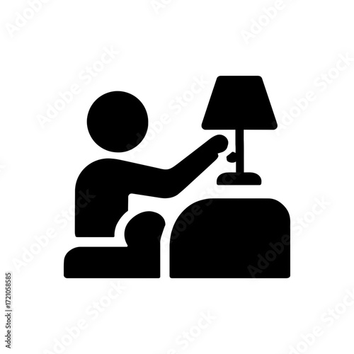 Man turning off lamp icon