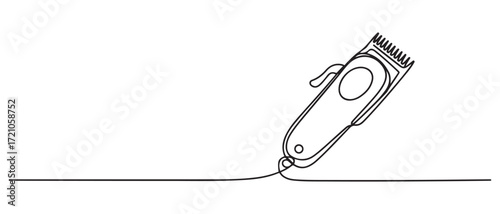 Electric hair clipper one line continuous drawing. Barber shop and hairdresser tools. one line Icon drawing with white background