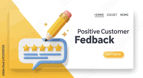 Capturing glowing customer reviews with a star rating and pencil, perfect for service excellence and user satisfaction campaigns