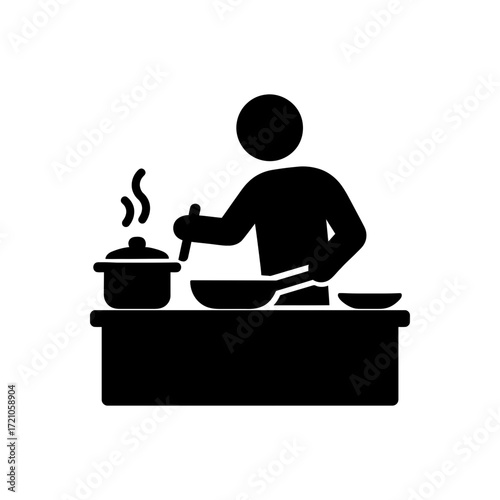 Man cooking a meal icon