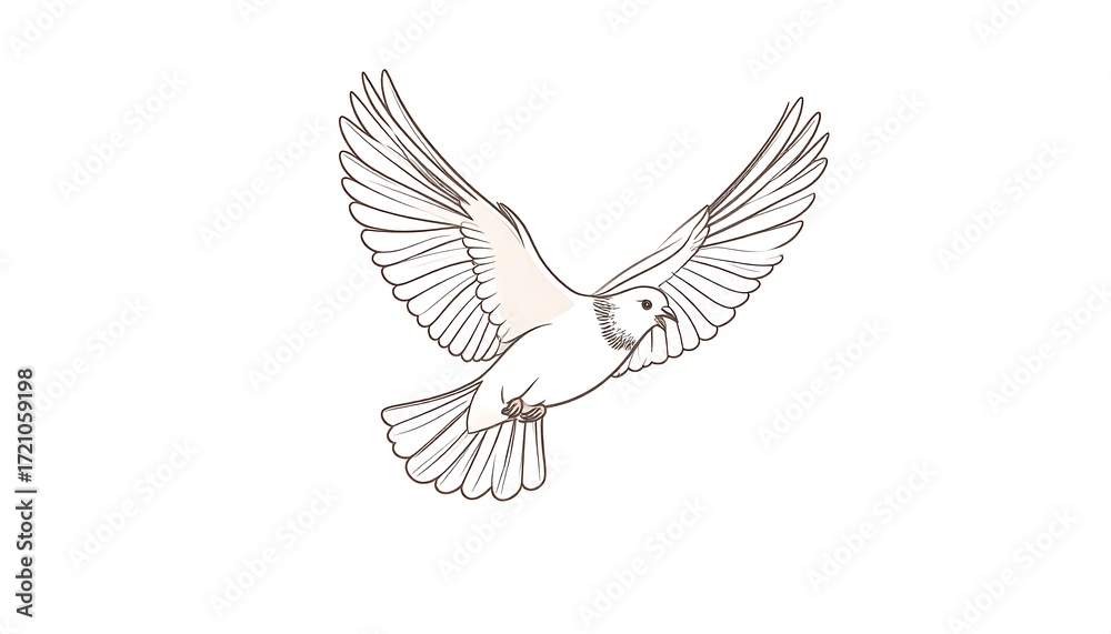 Fototapeta premium A stylized illustration of a white dove in flight