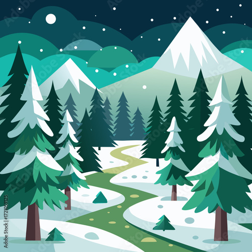 Une conception de vecteur de vacances joyeux avec un sapin de Noël, une étoile et des décorations pour la saison d'hiver