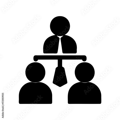 Organizational hierarchy structure shown in black and white simplified icon representation