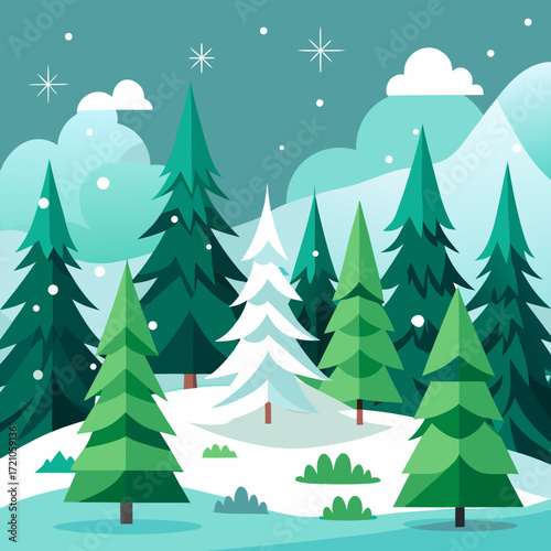 La décoration d'un arbre de Noël dans une forêt enneigée évoque la magie des vacances d'hiver