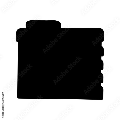 Black silhouette of a multi drawer cabinet or chest against white background