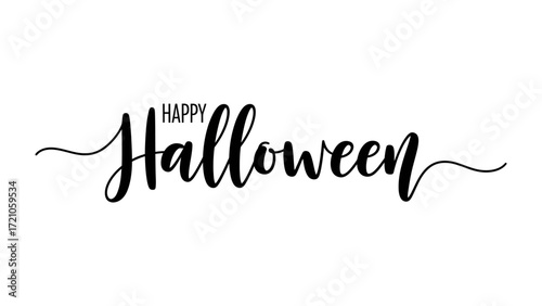 Spooky Season Greetings: Elegant handwritten calligraphy declares Happy Halloween, a refined visual perfect for conveying spooky vibes, celebrating this unique and exciting celebration.