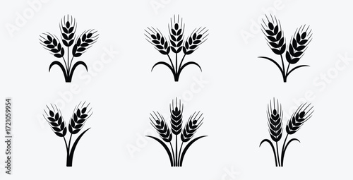 Wheat Stalks Icon Set Vector Illustration Agriculture and Farming Concepts