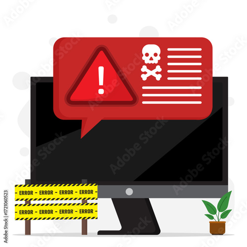Computer error warning system failure and alert.