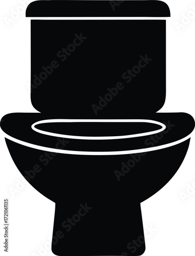 toilet silhouette vector, bathroom fixture illustration

