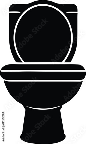 toilet silhouette vector, bathroom fixture illustration
