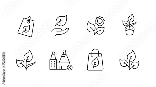 Eco and sustainability icons set – line, outline, green and environment symbols